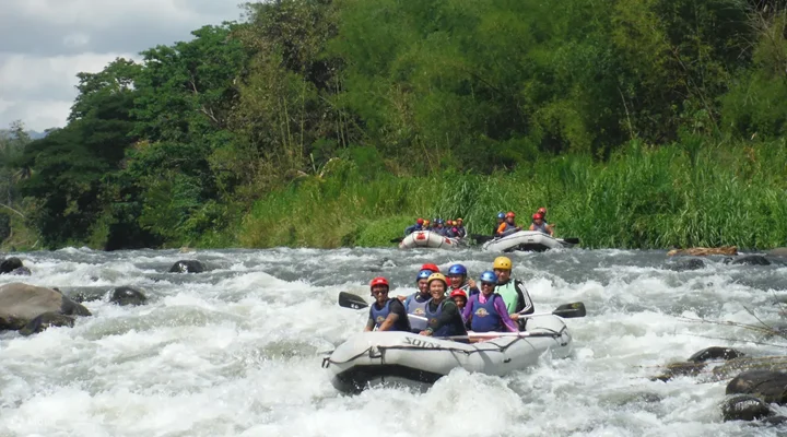 Rafters in whitewater on the Cagayan de Oro River