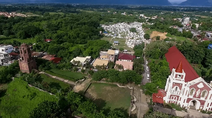 Aerial view of Vigan's cathedral and old town