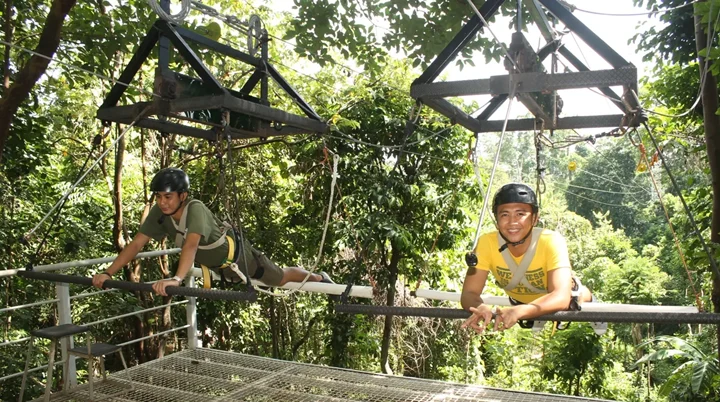 Guests on the treetop platforms at Tree Top Adventure, Subic